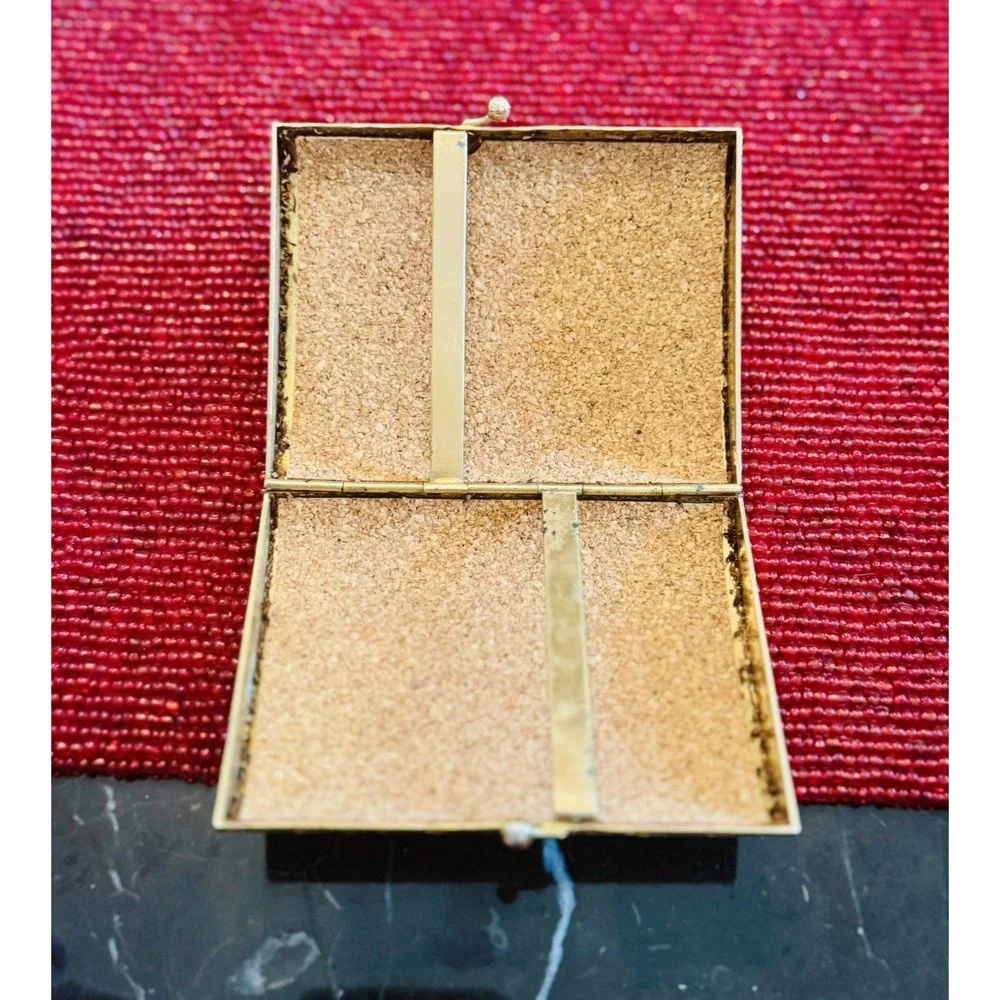 Vintage Gold Tone Engraved Cigarette Case Floral Scroll Pocket Holder Retro